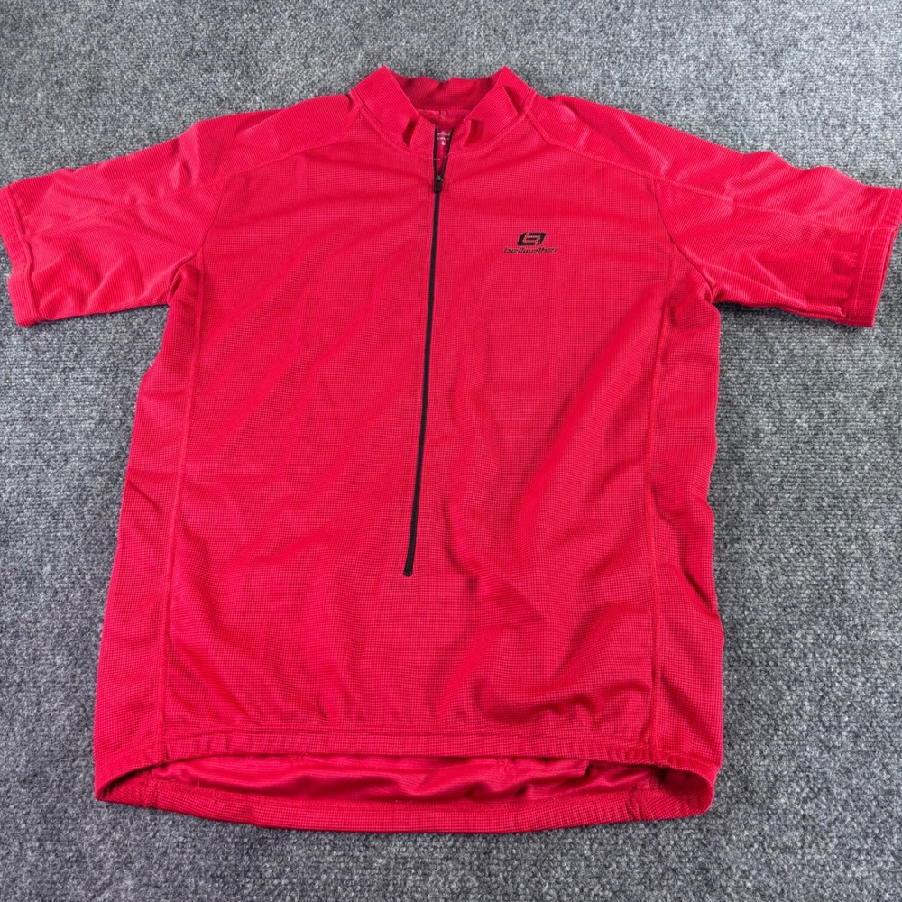 Bellwether Cycling Jersey Mens L Red Short Sleeve 1/2 Zip Technical Bike Shirt